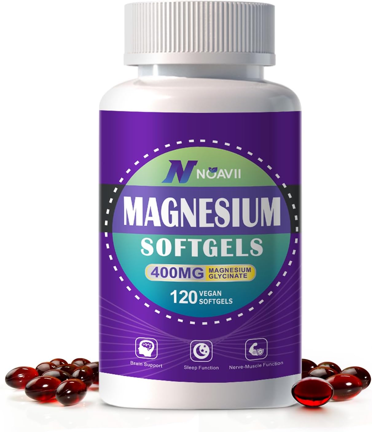 Highly Bioavailable Magnesium Glycinate Softgels with D3 & K2 for Sleep & Calm Support