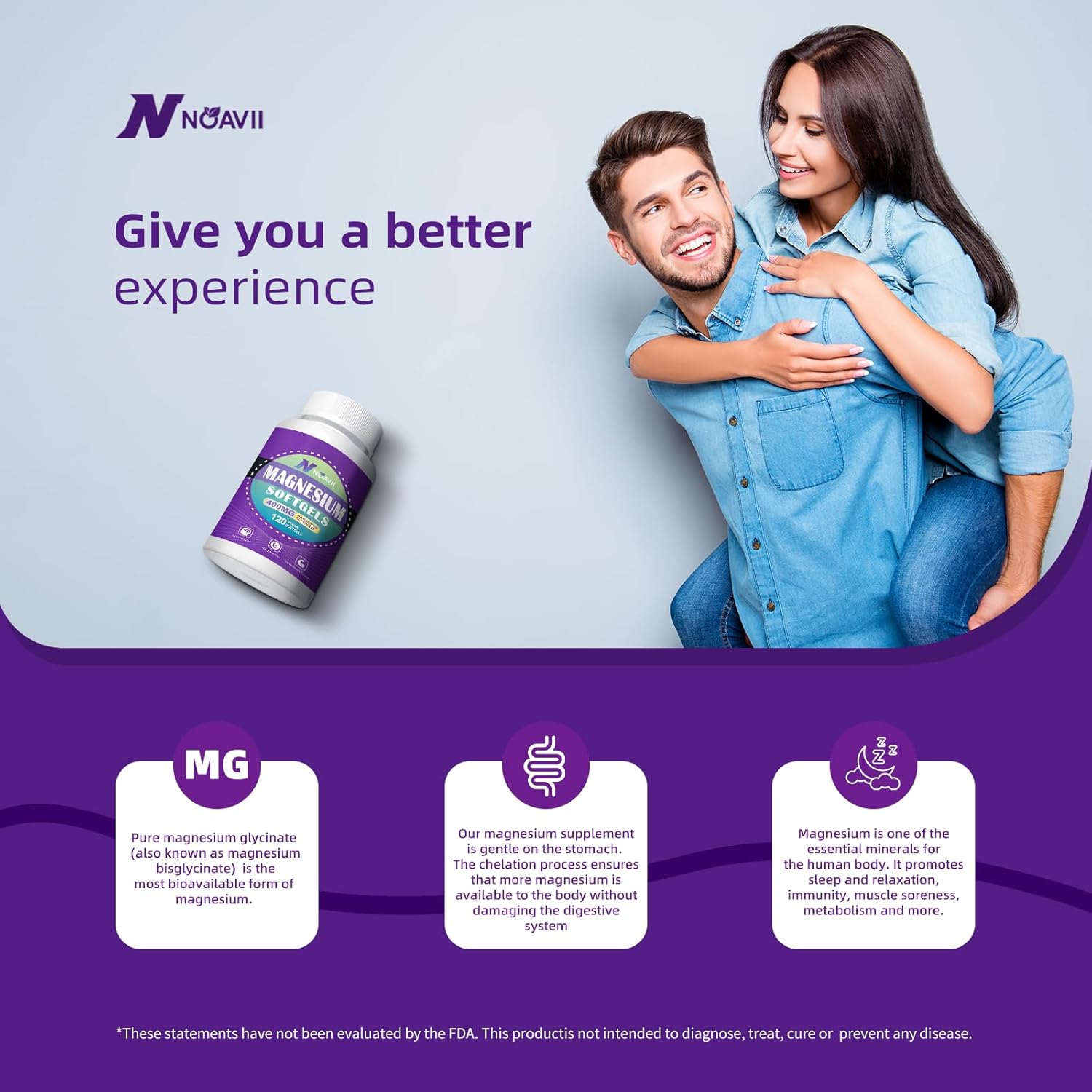 Highly Bioavailable Magnesium Glycinate Softgels with D3 & K2 for Sleep & Calm Support