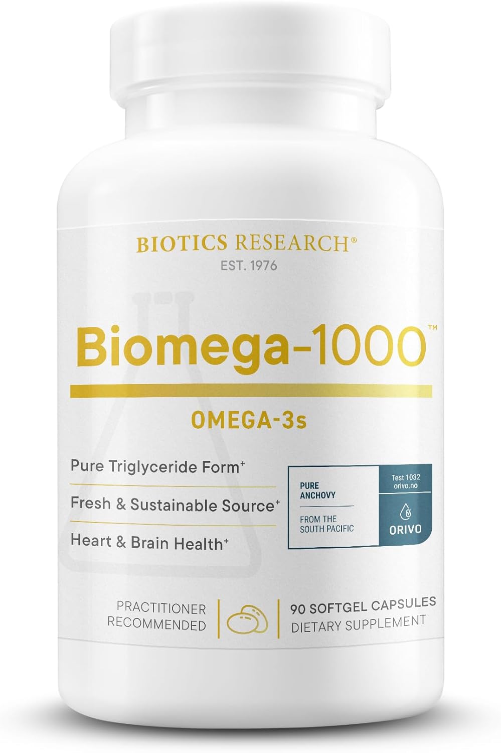 Highly Concentrated Biomega-1000™ DHA EPA 1000mg Omega 3 Fish Oil Softgels for Immune & Cardiovascular Support - Biotics Research Omega 3 Supplement for Men & Women - 90 Count