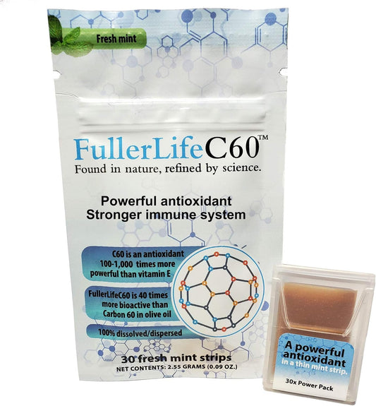 Highly Effective FullerLifeC60 Antioxidant Strips | Immunity Boost | 99.99% Pure C60 | Solvent-Free | Rapidly Dissolving Solubilized C60