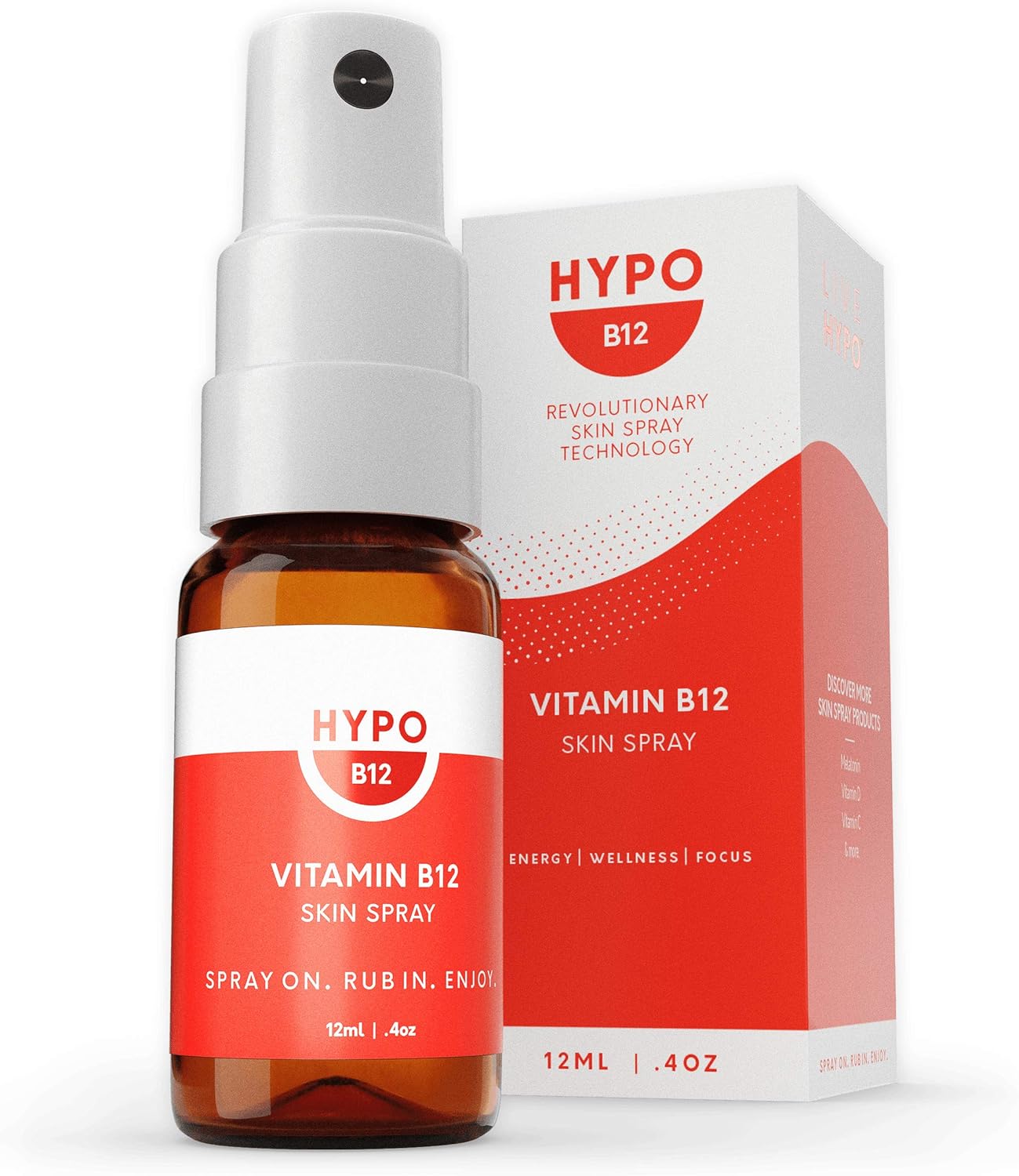 Highly Effective Hypo Vitamin B12 Spray | 16x More Absorption Than Pills & Drops | Boost Energy & Mood | Topical for Health | 680mcg Per Spray | 30 Day Supply