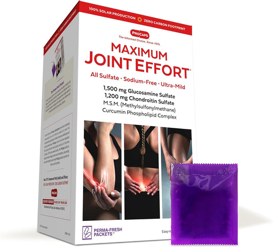 Highly Effective Joint Support Formula - 60 Packets with Glucosamine, Chondroitin, MSM, and Curcumin for Healthy Joints - Research Backed Ingredients