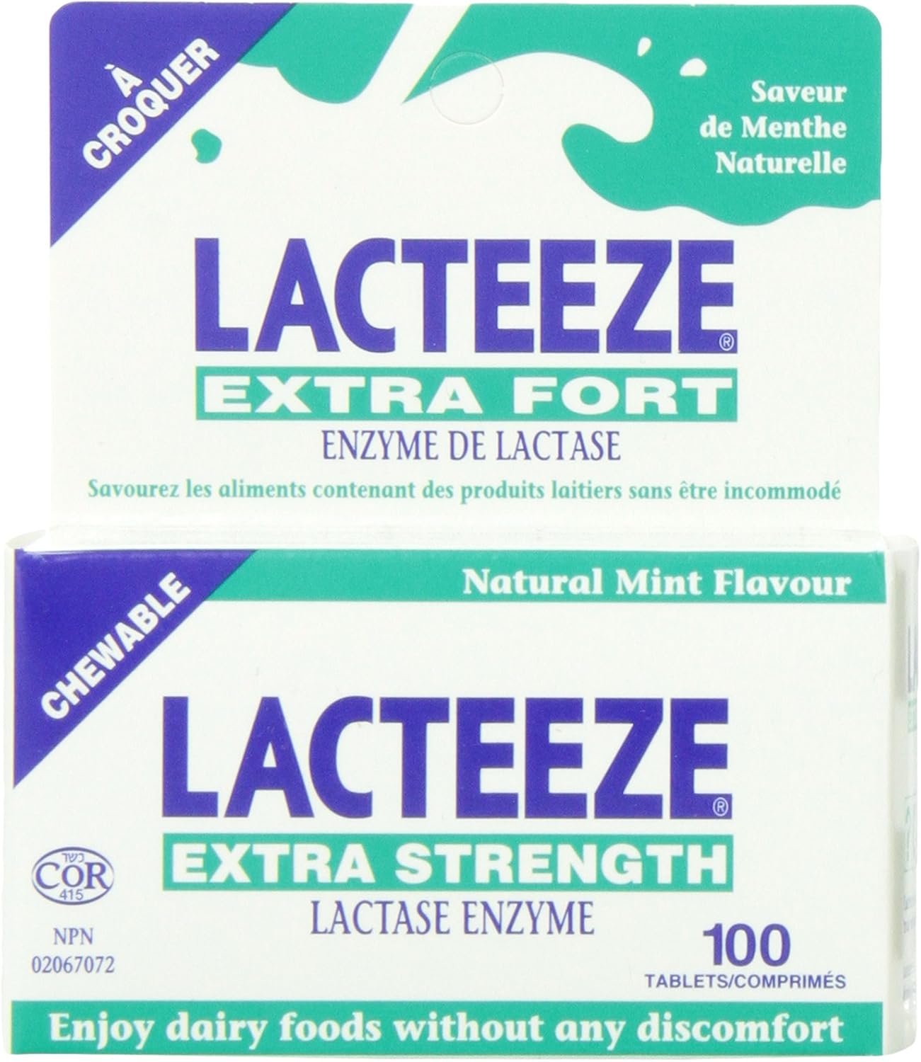 Highly Effective Lacteeze Extra Strength for Fast Relief from Lactose Intolerance Symptoms - 60 Tablets