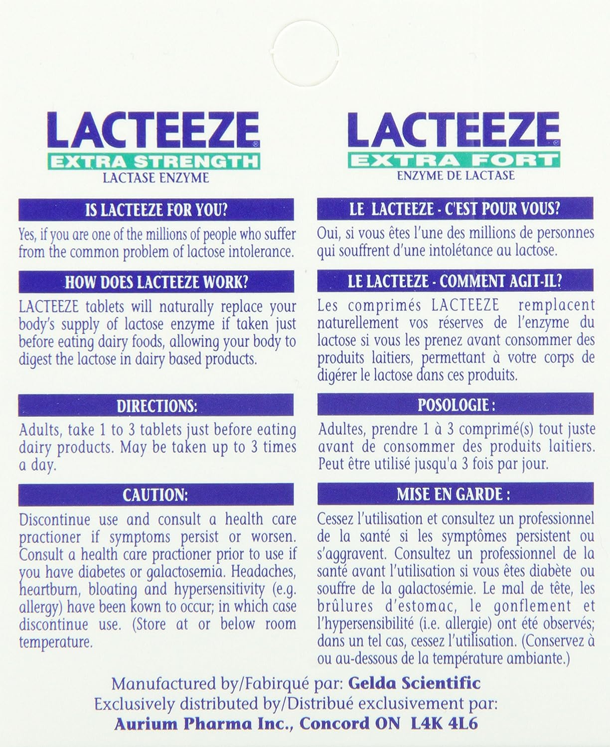 Highly Effective Lacteeze Extra Strength for Fast Relief from Lactose Intolerance Symptoms - 60 Tablets