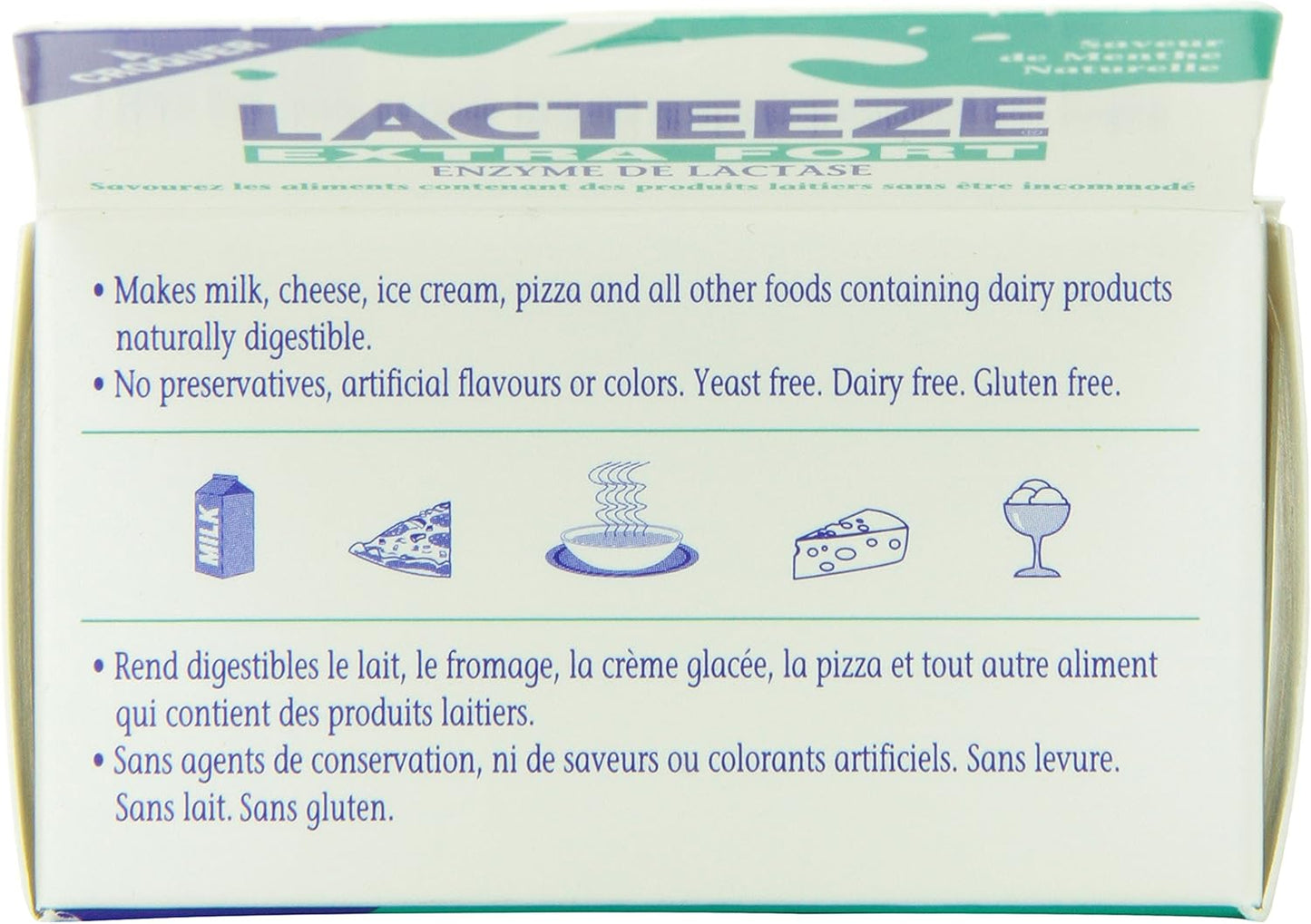 Highly Effective Lacteeze Extra Strength for Fast Relief from Lactose Intolerance Symptoms - 60 Tablets