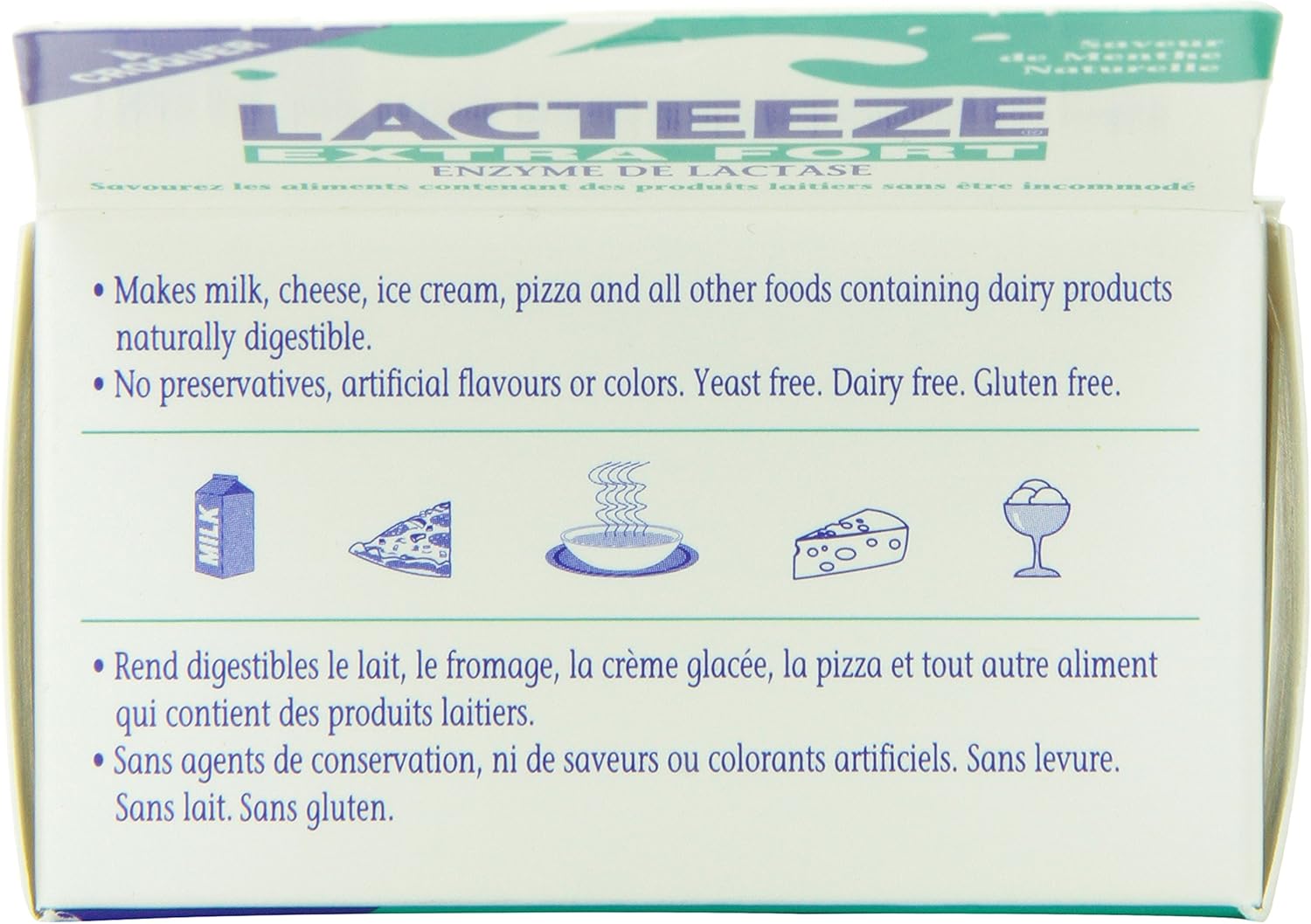 Highly Effective Lacteeze Extra Strength for Fast Relief from Lactose Intolerance Symptoms - 60 Tablets