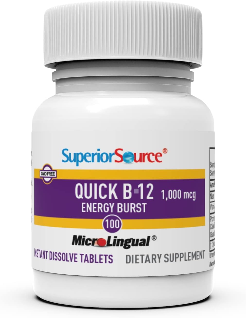 Highly Effective Quick Energy Burst Vitamin B12 Tablets - 100 Count