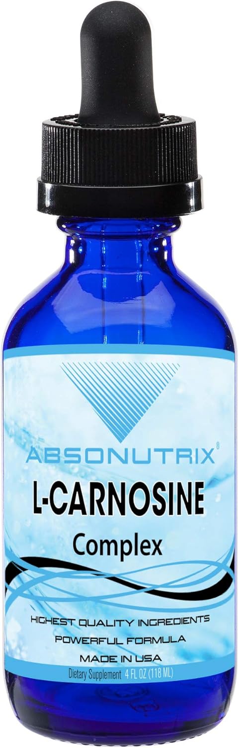 Highly Potent Absonutrix L-Carnosine Drops - 583mg, 200 Servings, Easy-to-Consume, Bioavailable, Third-Party Tested, GMP-Certified, Non-GMO, Cruelty-Free, Made in USA
