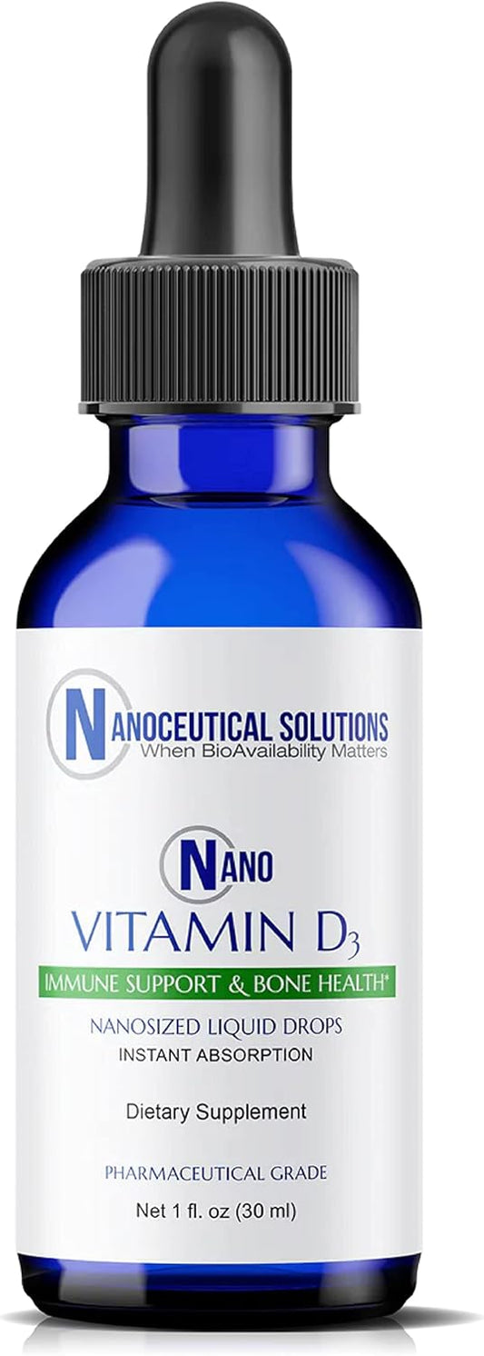 Highly Potent Nanoceutical Solutions Vitamin D3 Liquid Drops - Rapid Absorption, 5000 IU, Bone & Muscle Support - 30ml, 1 Month Supply