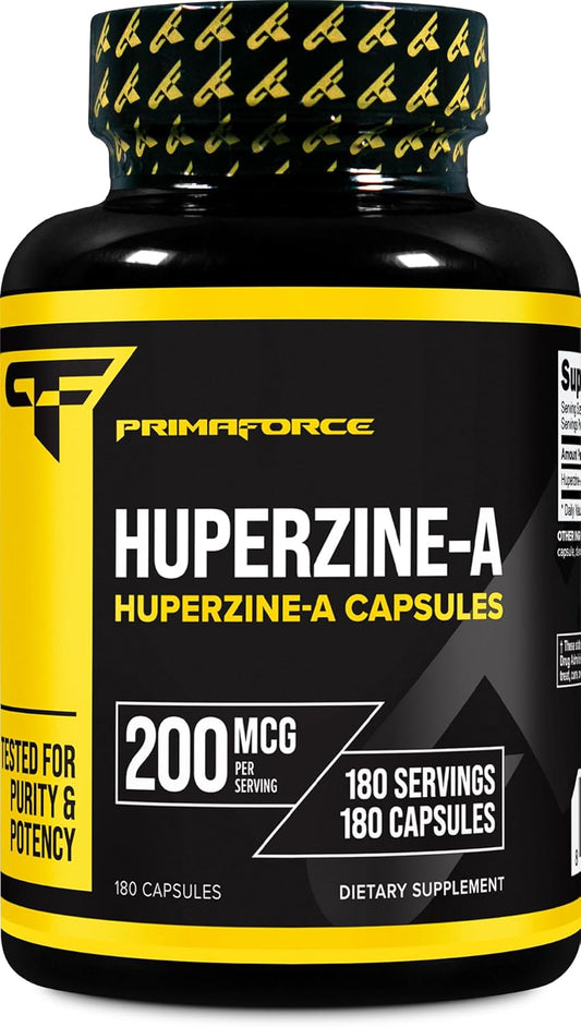 Highly Potent Primaforce Huperzine-A Capsules - 180 Capsules, 200 mcg Per Serving - Premium Huperzine Nutritional Supplement