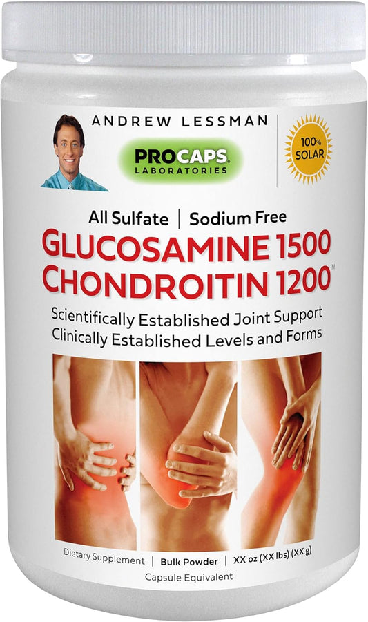 Highly Soluble Glucosamine 1500 Chondroitin 1200 Powder - Bulk 180 Servings, 100% Sulfate Form for Healthy Joints