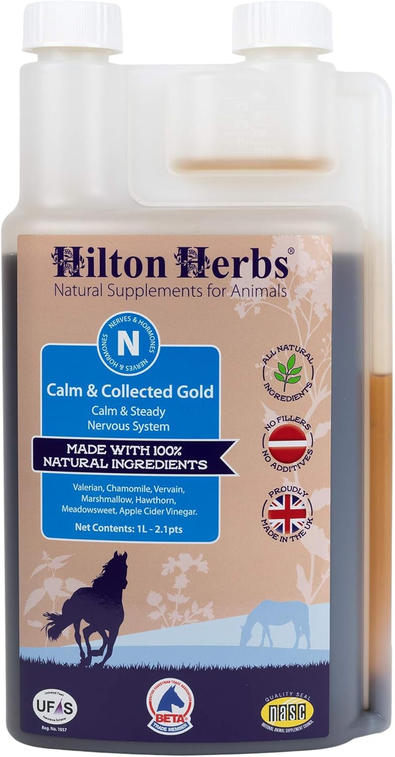 Hilton Herbs Calm and Collected Gold Liquid Herbal Supplement - 2.1pt Bottle for Nervous/Agitated Horses