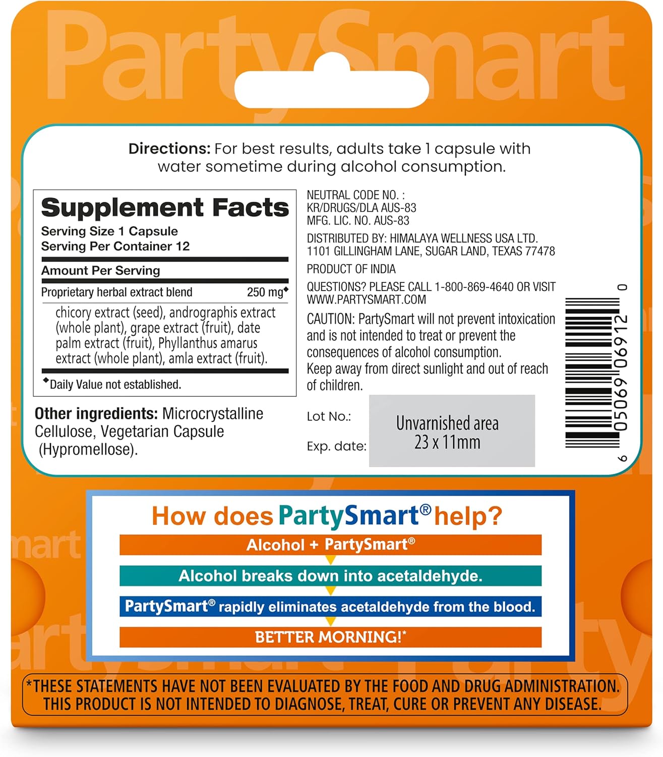 Himalaya PartySmart Capsules - Plant-Based Liver Support for Better Mornings - 12 Capsules, 2 Pack - Non-GMO & Clinically Studied