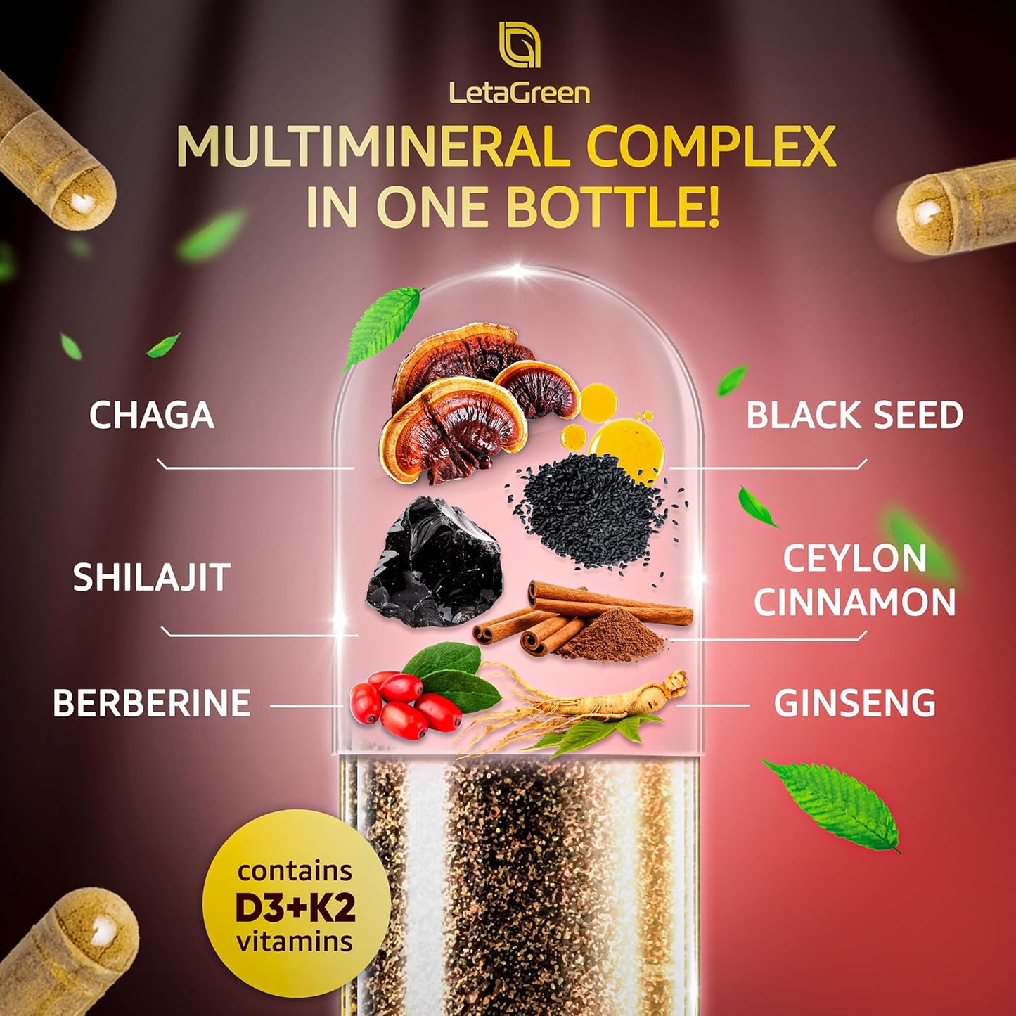 Himalayan Shilajit Capsules with Black Seed Oil, Berberine, Cinnamon, Ginseng, and Chaga - 10,000mg (120 Count) - All-in-One Fulvic Acid Supplement for Men & Women