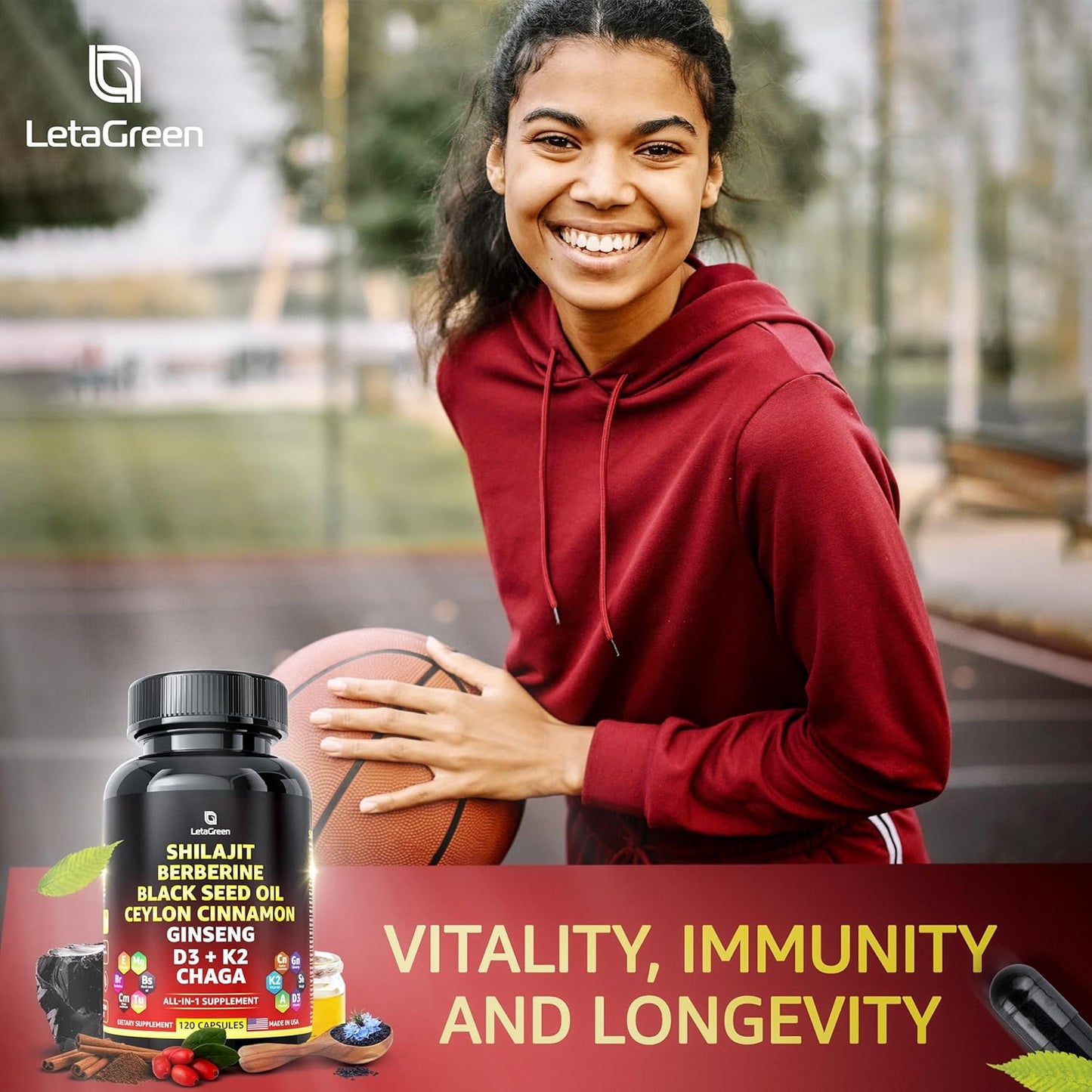 Himalayan Shilajit Capsules with Black Seed Oil, Berberine, Cinnamon, Ginseng, and Chaga - 10,000mg (120 Count) - All-in-One Fulvic Acid Supplement for Men & Women