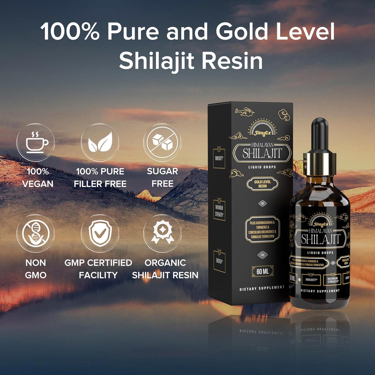 Himalayan Shilajit Drops with Fulvic Acid and Trace Minerals for Energy, Immunity, and Vitality - 2 FL OZ