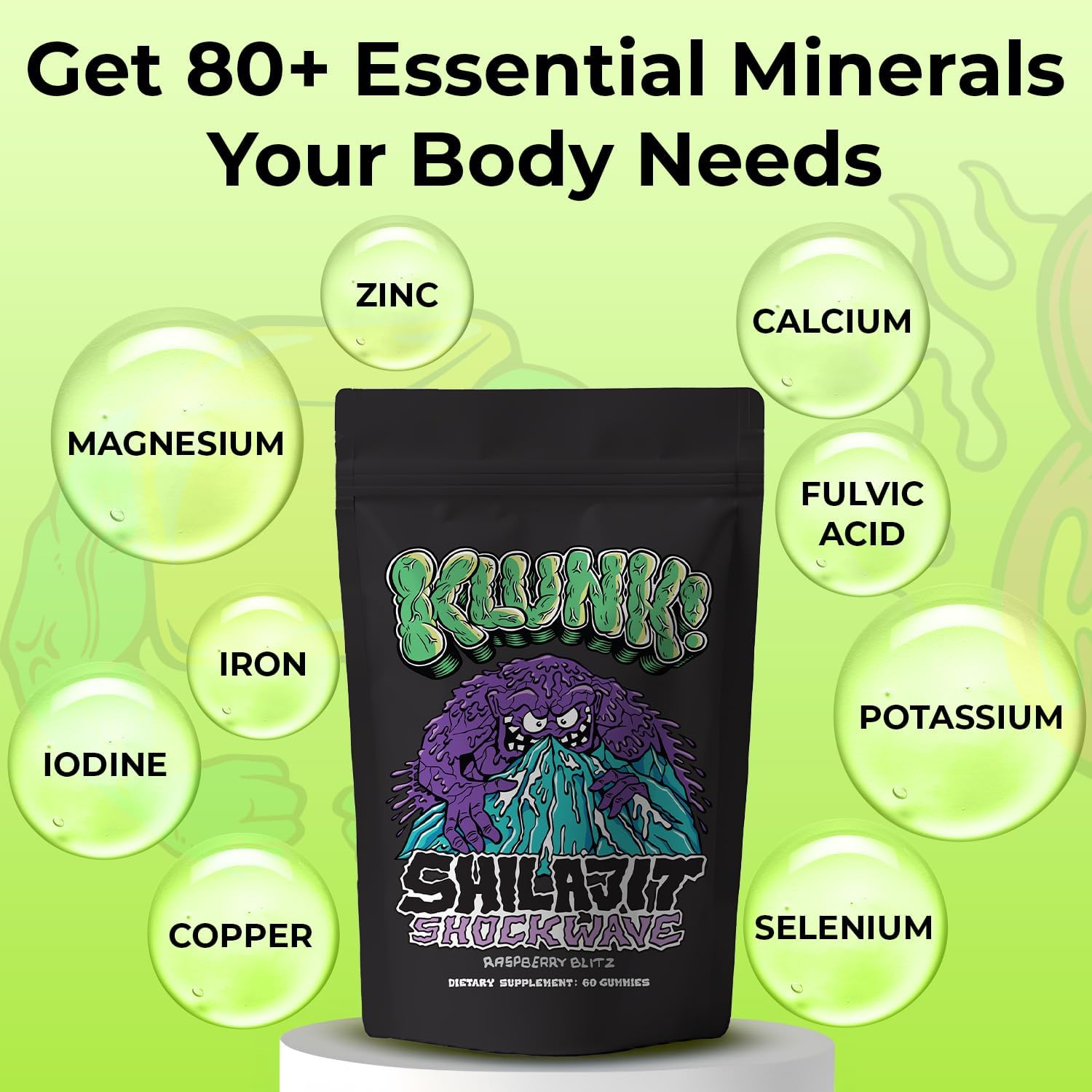 Himalayan Shilajit Gummies - Boost Energy, Stamina, & Recovery - 18,000mg Shilajit - Men & Women - 80+ Minerals - Raspberry, 60 Gummies