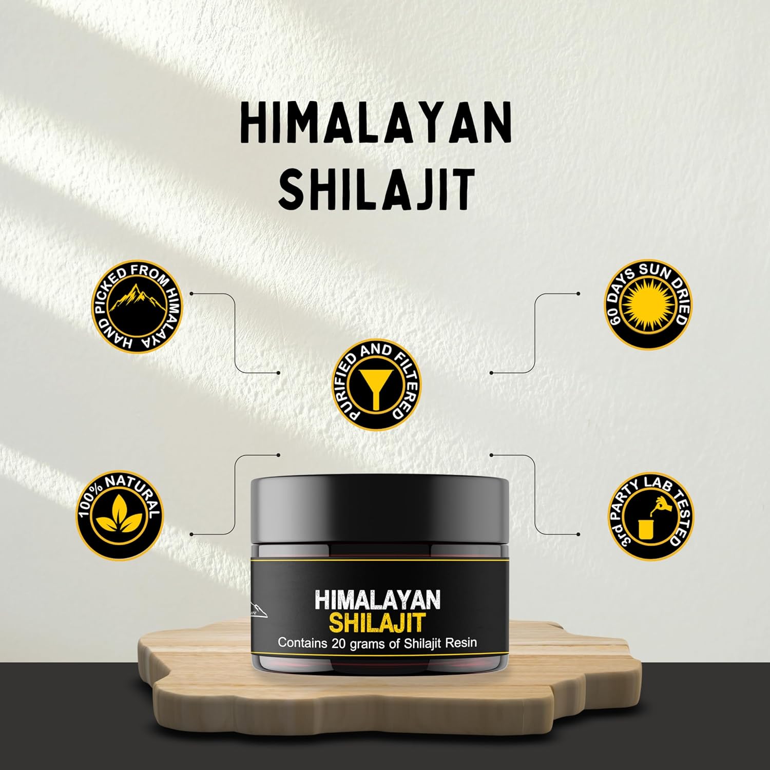 Himalayan Sourced Shilajit Resin - Natural & Potent for Men and Women | Third Party Tested | 60 Days Sun Dried | 20g with Measuring Spoon