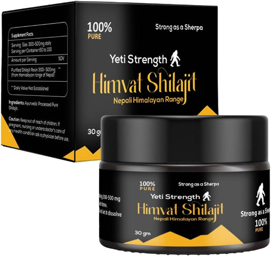 HIMVAT SHERPA Yeti Strength Shilajit Resin: Pure Himalayan Organic Supplement with Trace Minerals - 30 Grams