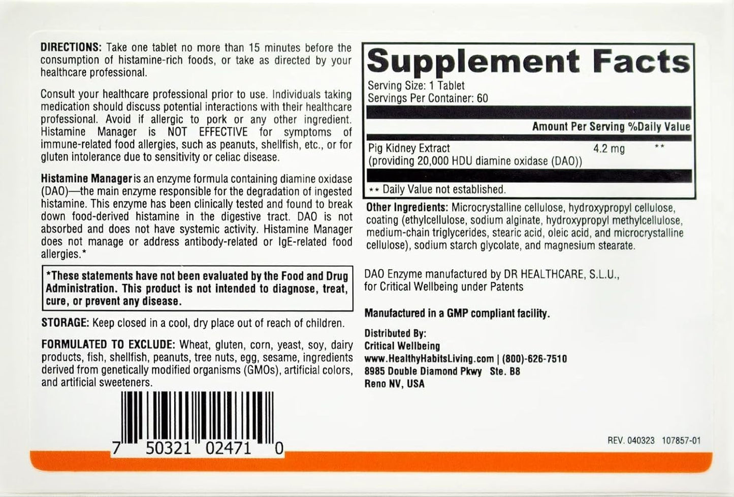 Histamine Intolerance Management with 20,000 HDU of DAO - Improved Digestive Enzyme Formula - 60 Tablets (2 Boxes)