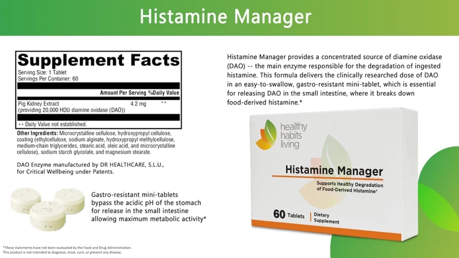 Histamine Intolerance Management with 20,000 HDU of DAO - Improved Digestive Enzyme Formula - 60 Tablets (2 Boxes)