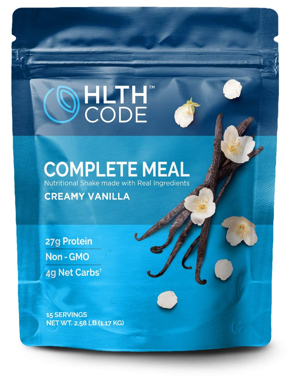HLTH Code Complete Meal Replacement Shake - Creamy Vanilla Flavor | Keto Friendly | High Protein | Low Carb | Collagen | Gluten Free - 15 Servings
