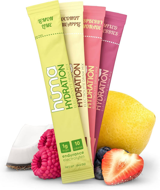 HÜMA CHIA Energy Gel Variety Pack - Low Calorie Hydration Drink Mix with Electrolytes for Sports - 100% Natural, 1g Sugar, 10 Cal - 15 Packets