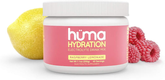 HÜMA CHIA Hydration Drink Mix, Raspberry Lemonade - Low Calorie, High Electrolyte Powder - 100% Natural, 40 Servings