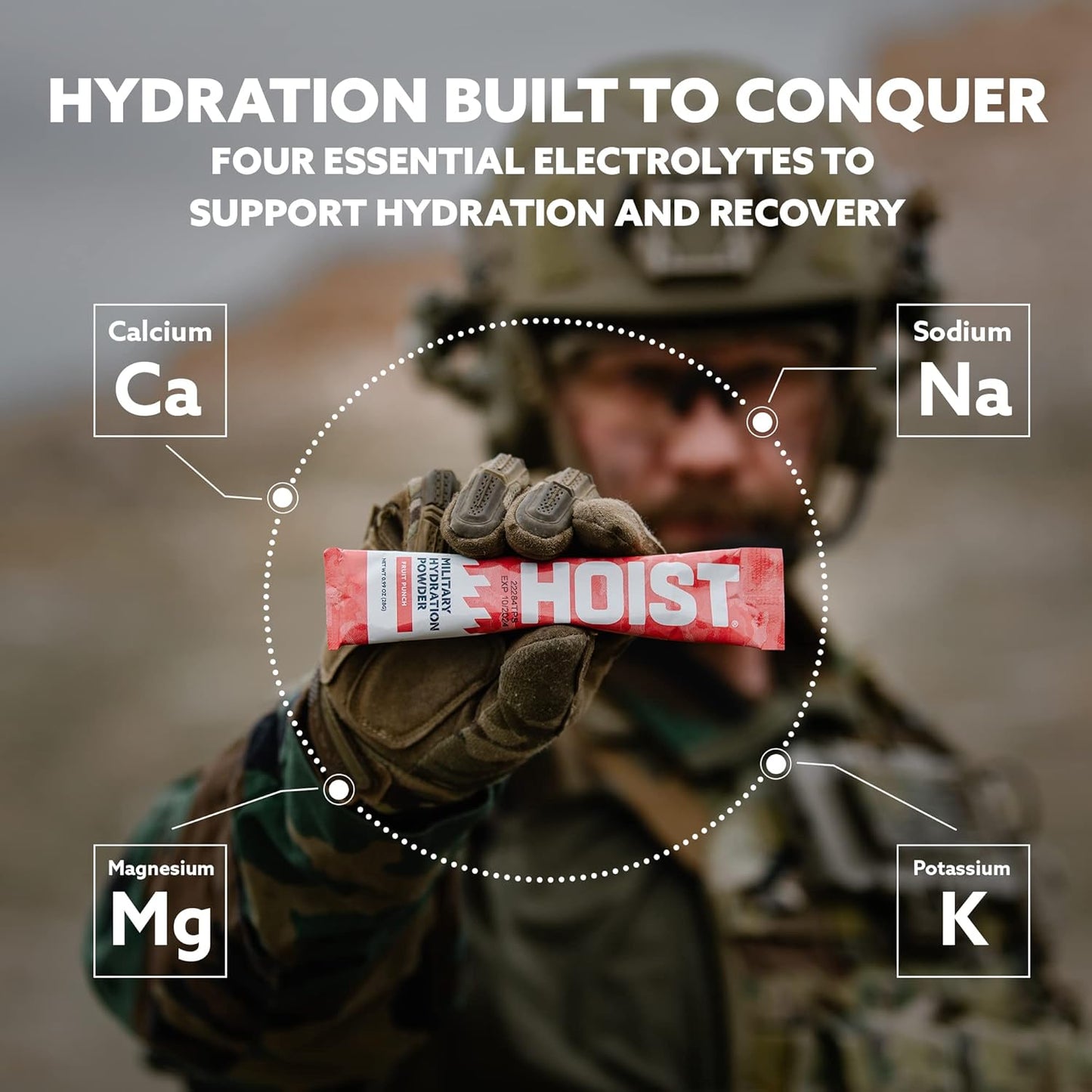 HOIST Premium Military Hydration Powder - Peach Mango Electrolyte Drink Mix Sticks (12 Pack)