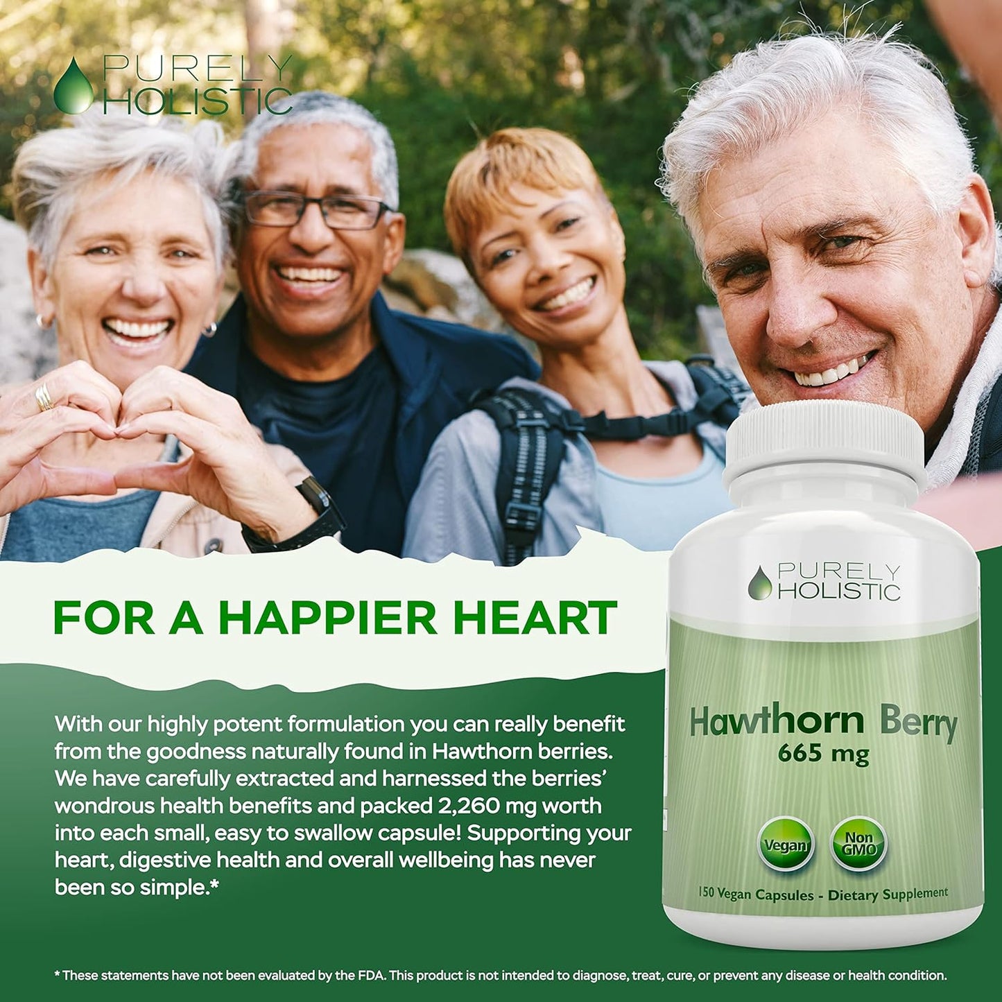 Holistic Hawthorn Berry and Olive Leaf Extract Bundle - 665mg and 750mg Capsules - 270 Vegan Capsules - USA Made