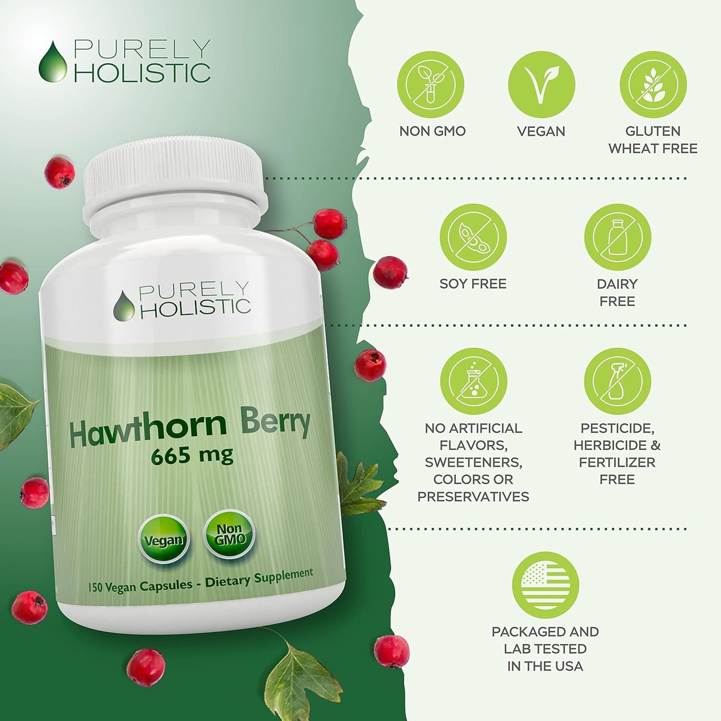 Holistic Hawthorn Berry and Olive Leaf Extract Bundle - 665mg and 750mg Capsules - 270 Vegan Capsules - USA Made