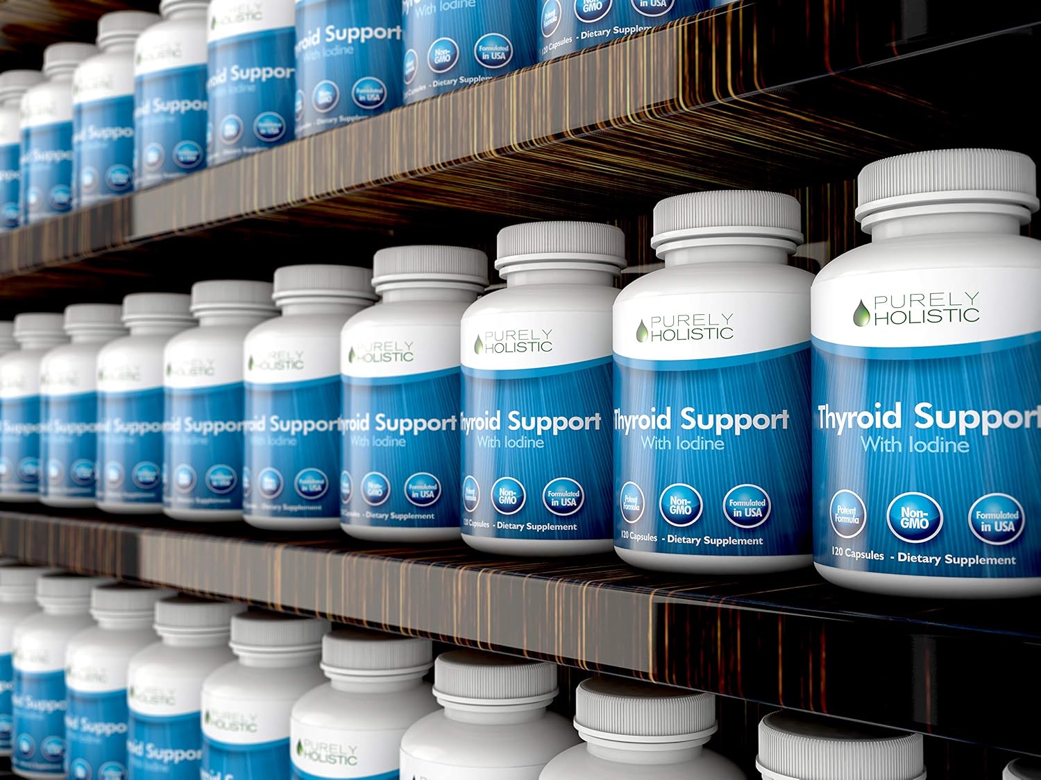 Holistic Thyroid Support Supplement with Iodine - 120 Capsules - 2 Month Supply - L-Tyrosine, B12, Magnesium, Ashwagandha, Kelp - Women's Formula - Non GMO - BoostGo Australia