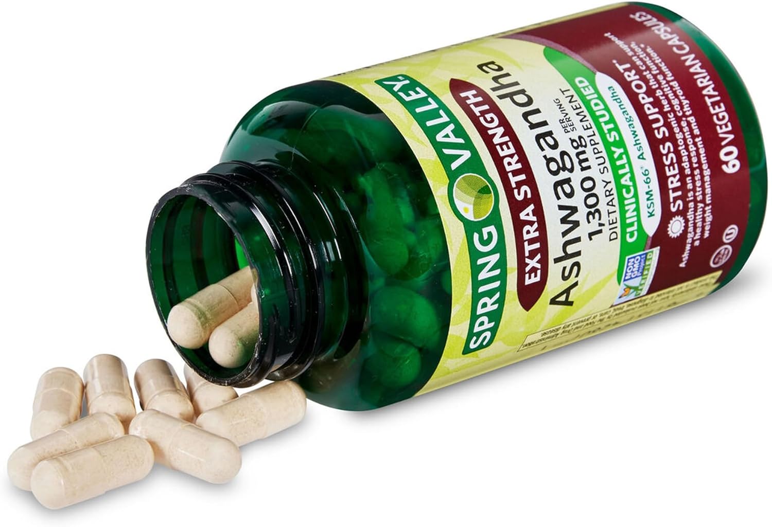Holistic Wellbeing Support: Extra Strength Ashwagandha 1300 mg - 60 Vegetarian Capsules - Stress & Cognitive Function - Soy, Gluten & Lactose Free