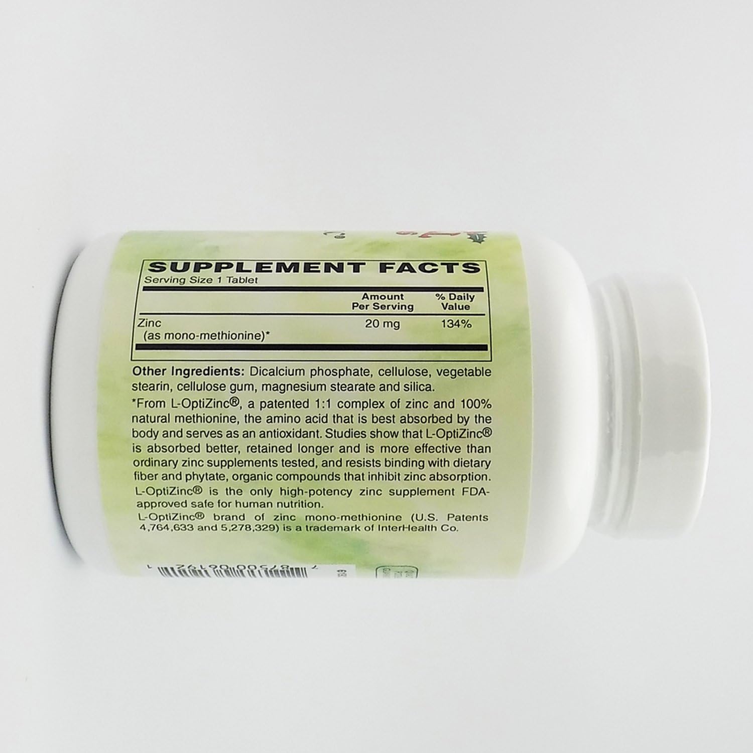 Holly Hill Health Foods Zinc Tablets 20 MG - 250 Count Bottle