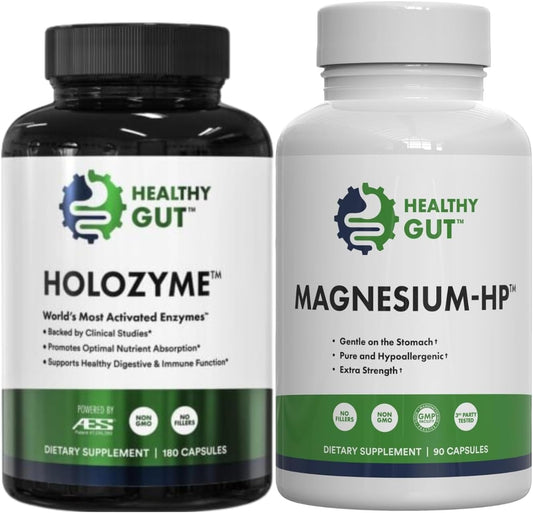 Holozyme Digestive Enzymes & Magnesium HP Bundle - 90 Servings for Healthy Gut