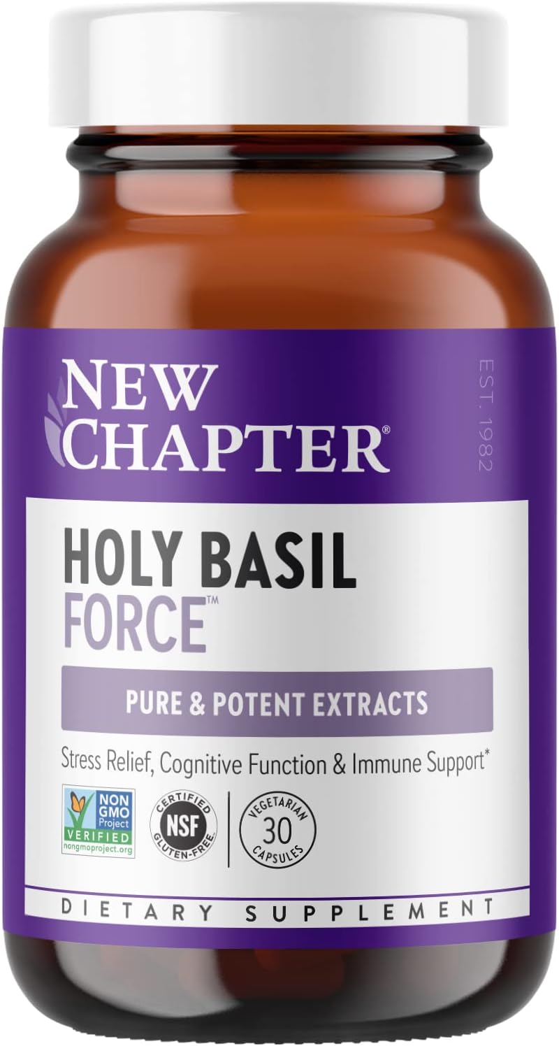 Holy Basil Force Supplement for Stress & Immune Support - Non-GMO Vegetarian Capsules (30 Count)