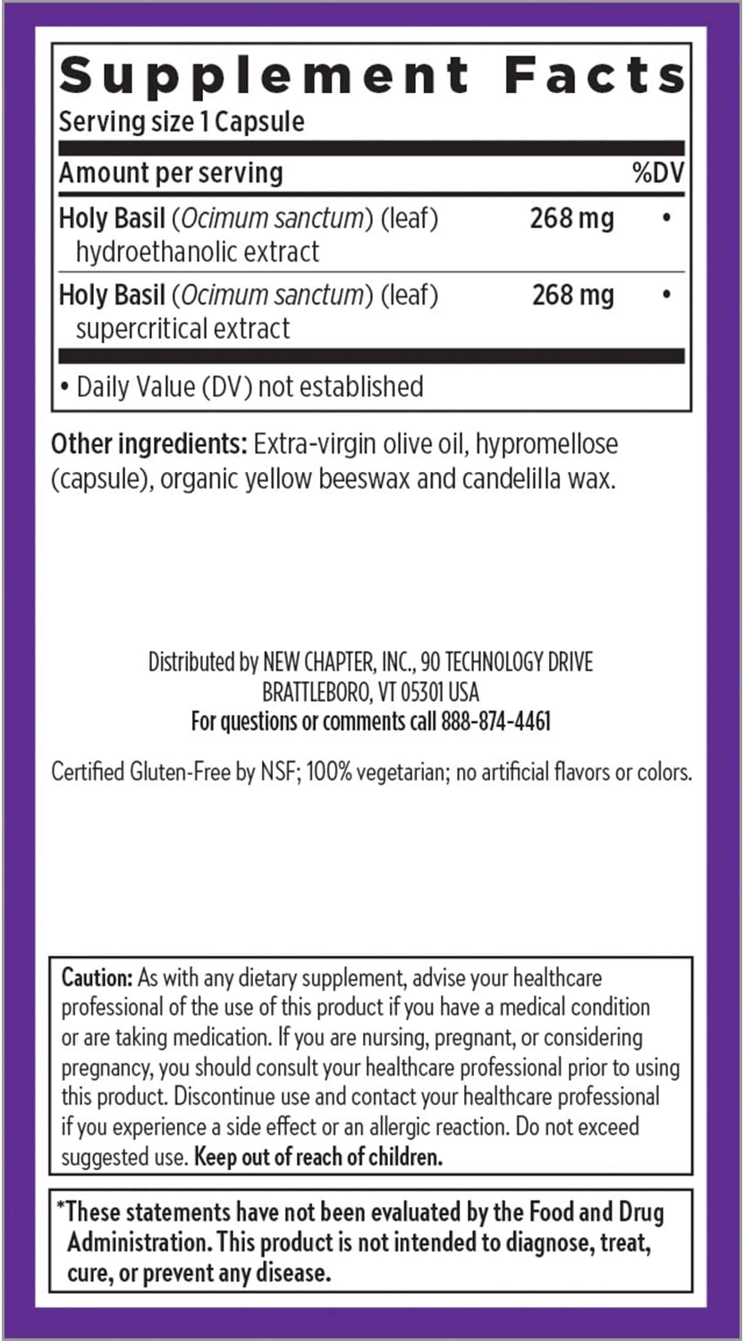 Holy Basil Force Supplement for Stress & Immune Support - Non-GMO Vegetarian Capsules (30 Count)