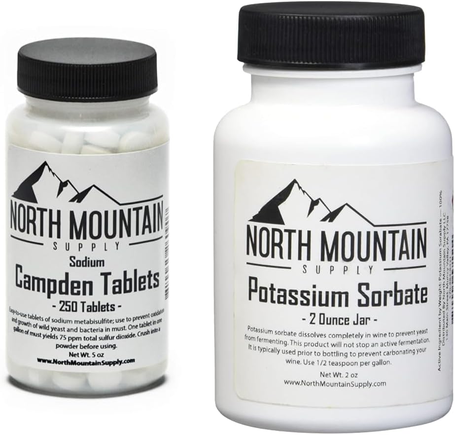 Home Wine Making Bundle with 250 Campden Tablets & 2 oz Potassium Sorbate - North Mountain Supply
