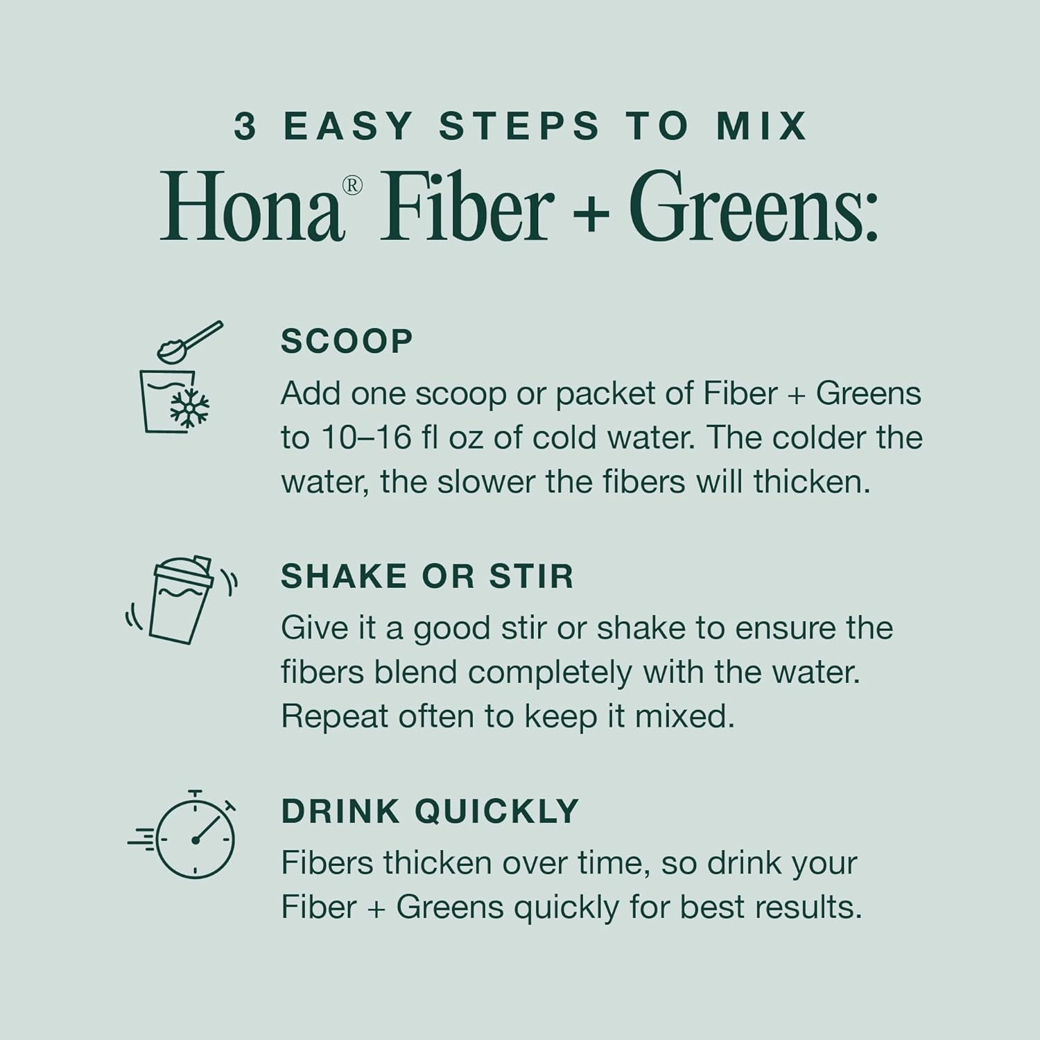 Hona Fiber + Greens Gut Support Superfood Powder, Organic Blend with Prebiotics, Probiotics, Fiber & Natural Caffeine, Gluten Free, Sugar Free, Dairy Free, Vegan, Non GMO - 30 Servings