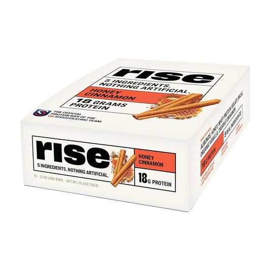 Honey Cinnamon Rise Whey Protein Bars - 18g Protein, 4g Fiber, Gluten-Free, Soy-Free, 5 Whole Food Ingredients