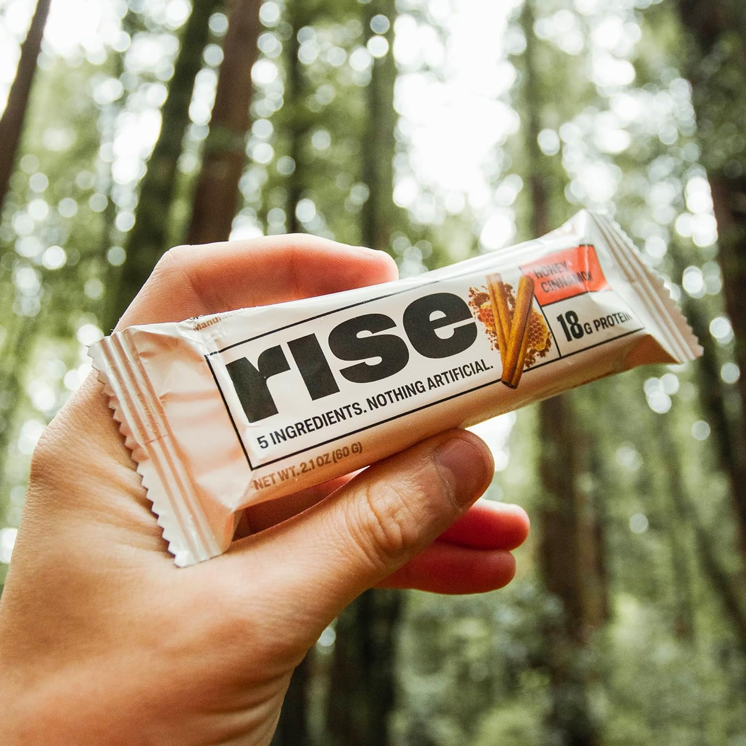 Honey Cinnamon Rise Whey Protein Bars - 18g Protein, 4g Fiber, Gluten-Free, Soy-Free, 5 Whole Food Ingredients