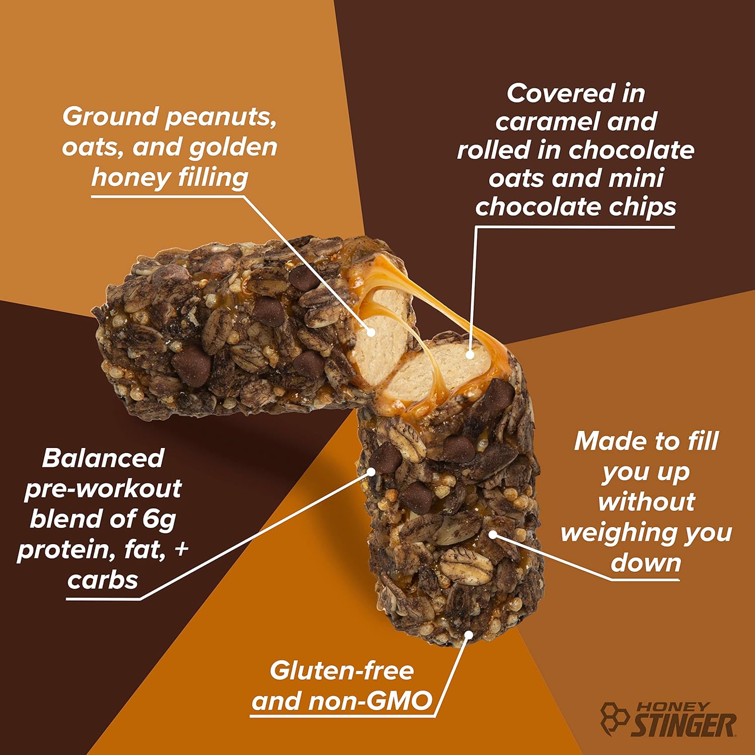 Honey Stinger Chocolate Chocolate Chip Energy Bar Box of 12 | Sports Nutrition Snack for Exercise and Performance | Gluten-Free Pre-Workout Protein Bar