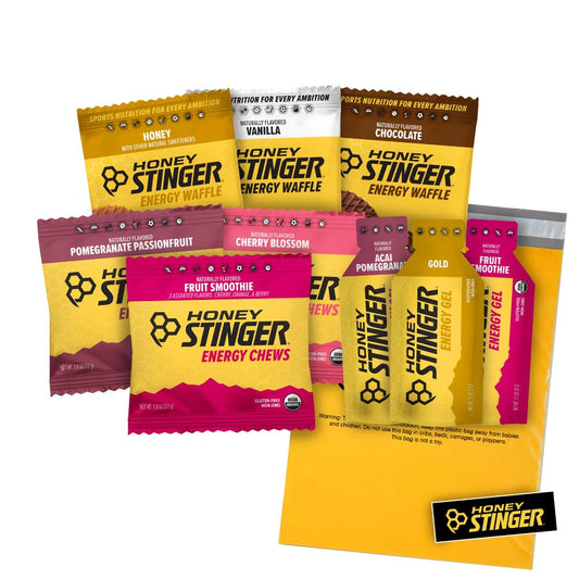 Honey Stinger Energy Training Kit - 9 Count Variety Pack with Sticker and Polybag - Organic Waffles, Energy Chews, and Energy Gels for Active Lifestyles