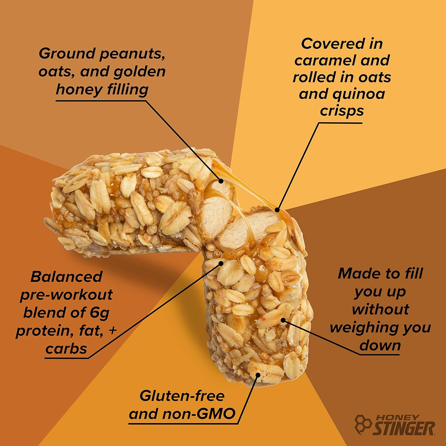 Honey Stinger Oat + Honey Bar | Original | Energy-Packed Sports Nutrition Snack Bar | Pre-Workout Fuel | Protein, Gluten-Free | Box of 12