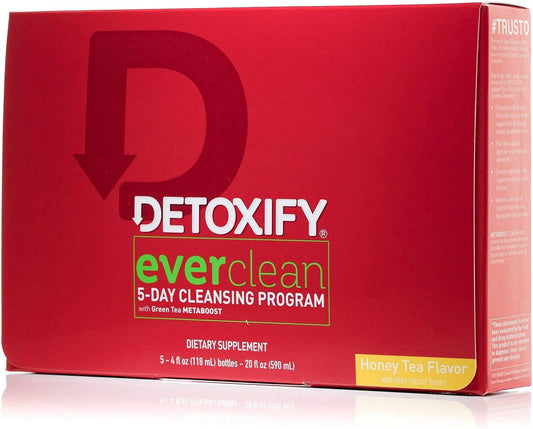 Honey Tea Detox Program: 5-Day Cleanse with Green Tea, Vitamins, Minerals - 5 x 4 oz Bottles, Sticker & Bag Included