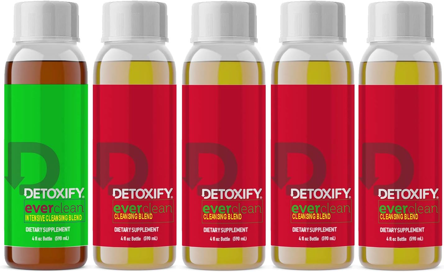 Honey Tea Detox Program: 5-Day Cleanse with Green Tea, Vitamins, Minerals - 5 x 4 oz Bottles, Sticker & Bag Included