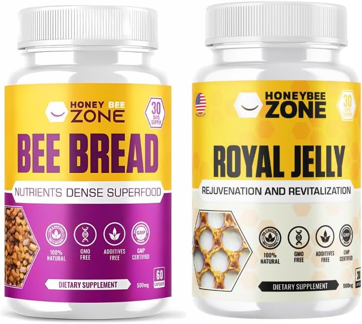 HONEYBEEZONE Bee Bread and Royal Jelly Capsules - Natural Superfood Combo