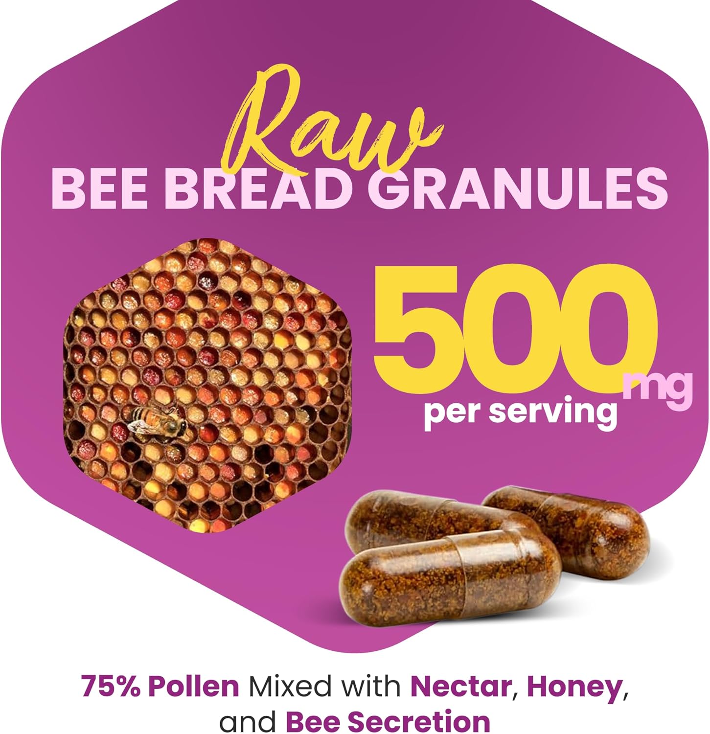 HONEYBEEZONE Bee Bread and Royal Jelly Capsules - Natural Superfood Combo