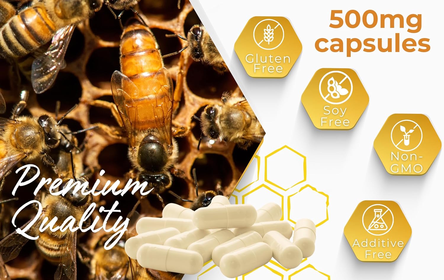 HONEYBEEZONE Bee Bread and Royal Jelly Capsules - Natural Superfood Combo