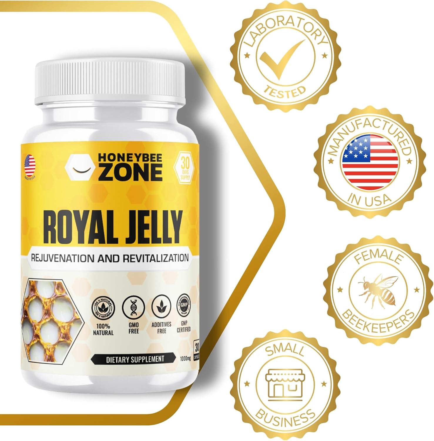 HONEYBEEZONE Bee Bread and Royal Jelly Capsules - Natural Superfood Combo